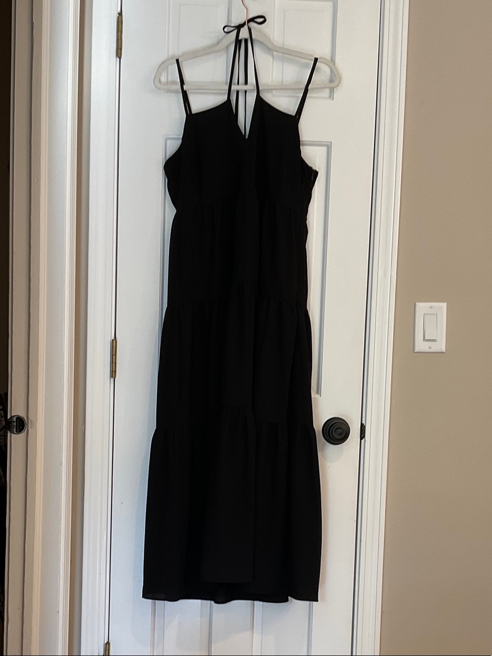 1. State Black Tiered Halter Maxi Dress